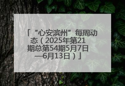 “心安滨州”每周动态（2025年第21期总第54期5月7日—6月13日）
