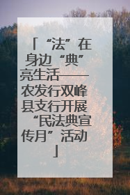 “法”在身边“典”亮生活——农发行双峰县支行开展“民法典宣传月”活动
