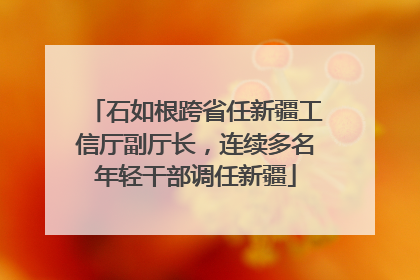 石如根跨省任新疆工信厅副厅长，连续多名年轻干部调任新疆