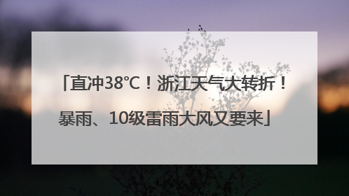 直冲38℃！浙江天气大转折！暴雨、10级雷雨大风又要来