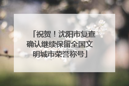 祝贺！沈阳市复查确认继续保留全国文明城市荣誉称号
