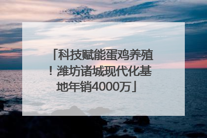 科技赋能蛋鸡养殖！潍坊诸城现代化基地年销4000万