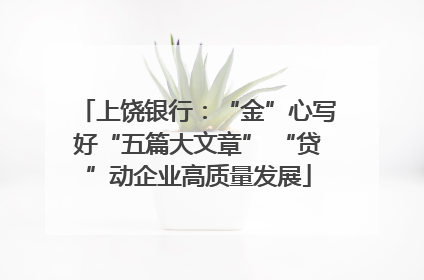 上饶银行：“金”心写好“五篇大文章” “贷”动企业高质量发展