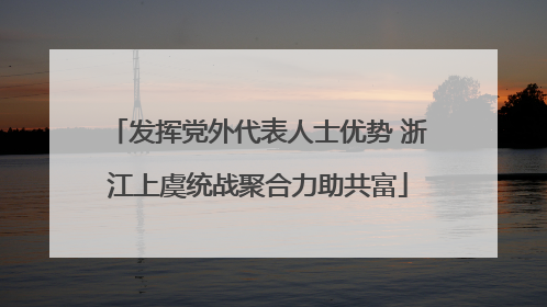 发挥党外代表人士优势 浙江上虞统战聚合力助共富
