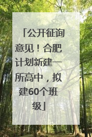 公开征询意见！合肥计划新建一所高中，拟建60个班级