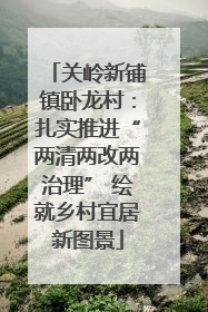 关岭新铺镇卧龙村：扎实推进“两清两改两治理” 绘就乡村宜居新图景