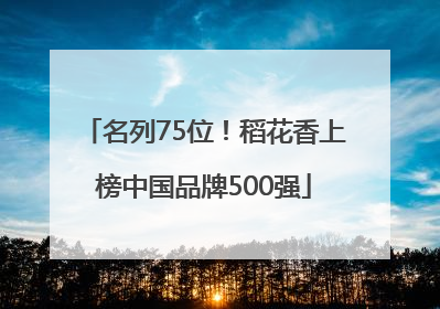 名列75位！稻花香上榜中国品牌500强