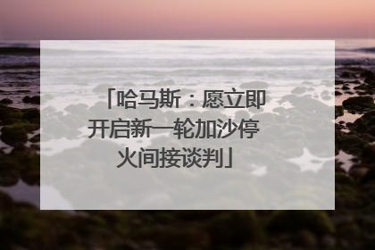 哈马斯：愿立即开启新一轮加沙停火间接谈判