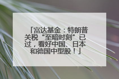 富达基金：特朗普关税“至暗时刻”已过，看好中国、日本和德国中型股！