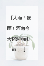 大雨！暴雨！河南今天将迎雨雨雨……