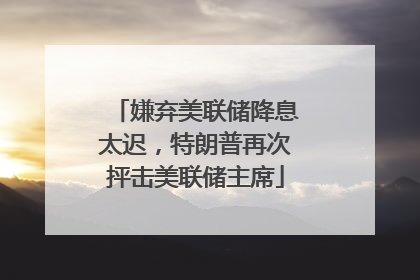 嫌弃美联储降息太迟，特朗普再次抨击美联储主席