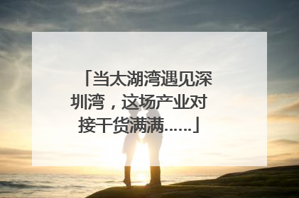 当太湖湾遇见深圳湾，这场产业对接干货满满……