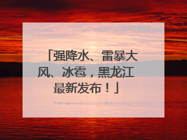 强降水、雷暴大风、冰雹，黑龙江最新发布！