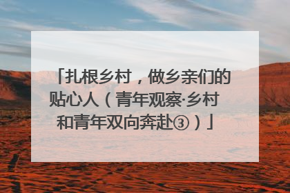 扎根乡村，做乡亲们的贴心人（青年观察·乡村和青年双向奔赴③）