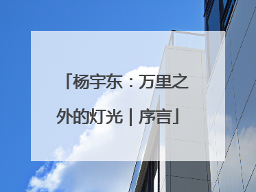 杨宇东：万里之外的灯光｜序言