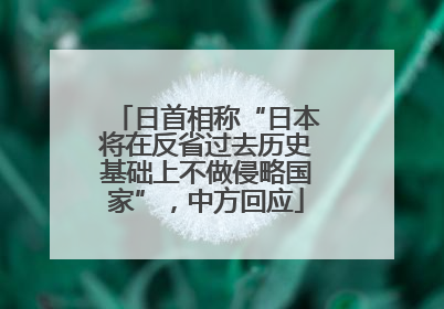 日首相称“日本将在反省过去历史基础上不做侵略国家”，中方回应