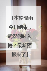 本轮降雨今日结束，武汉何时入梅？最新预报来了