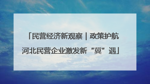 民营经济新观察｜政策护航 河北民营企业激发新“冀”遇