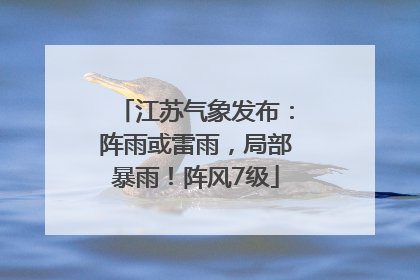 江苏气象发布：阵雨或雷雨，局部暴雨！阵风7级