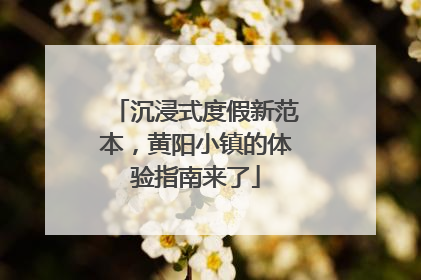 沉浸式度假新范本，黄阳小镇的体验指南来了