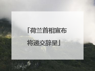 荷兰首相宣布将递交辞呈