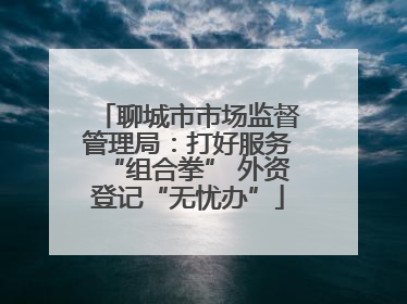 聊城市市场监督管理局：打好服务“组合拳” 外资登记“无忧办”