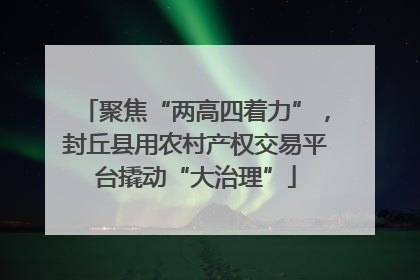 聚焦“两高四着力”，封丘县用农村产权交易平台撬动“大治理”