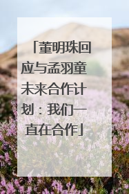 董明珠回应与孟羽童未来合作计划：我们一直在合作