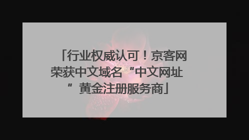 行业权威认可！京客网荣获中文域名“中文网址”黄金注册服务商
