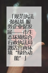 规范执法强根基 服务企业促发展——市生态环境综合行政执法局激活营商环境“绿色动能”