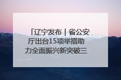 辽宁发布｜省公安厅出台15项举措助力全面振兴新突破三年行动决胜之战