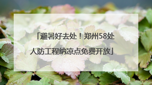避暑好去处！郑州58处人防工程纳凉点免费开放
