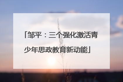 邹平：三个强化激活青少年思政教育新动能