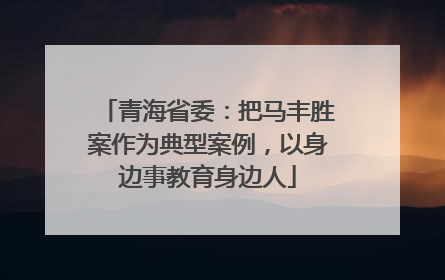 青海省委：把马丰胜案作为典型案例，以身边事教育身边人