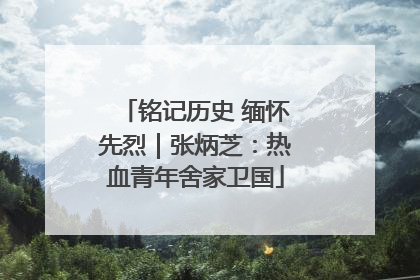 铭记历史 缅怀先烈｜张炳芝：热血青年舍家卫国