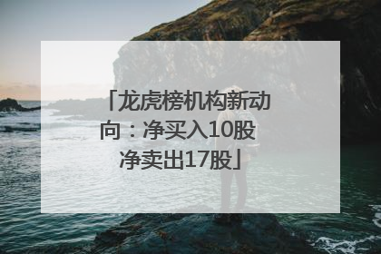 龙虎榜机构新动向：净买入10股 净卖出17股
