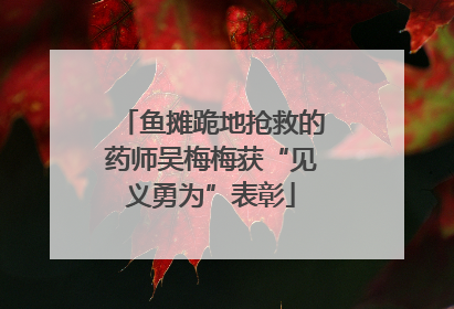鱼摊跪地抢救的药师吴梅梅获“见义勇为”表彰