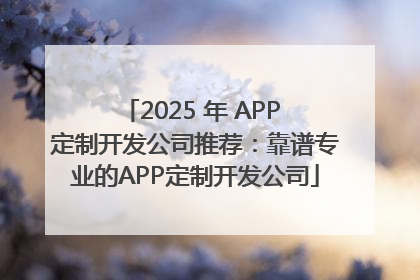 2025 年 APP 定制开发公司推荐：靠谱专业的APP定制开发公司